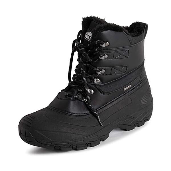 POLAR Mens Waterproof Outsole Deep Tread Fully Faux Fur Lined Winter Durable Snow Boots